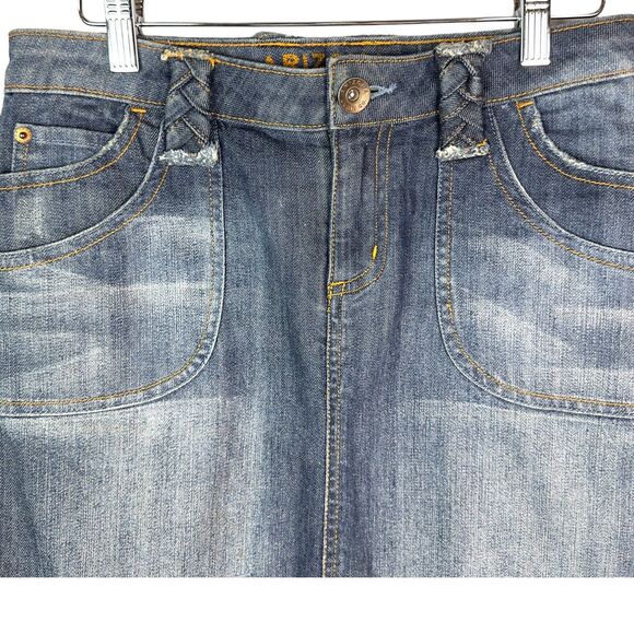 Arizona Jeans Skirt Juniors Size 1 Denim Mini Skirt Retro 90s Y2K Braided‎ - Picture 3 of 10